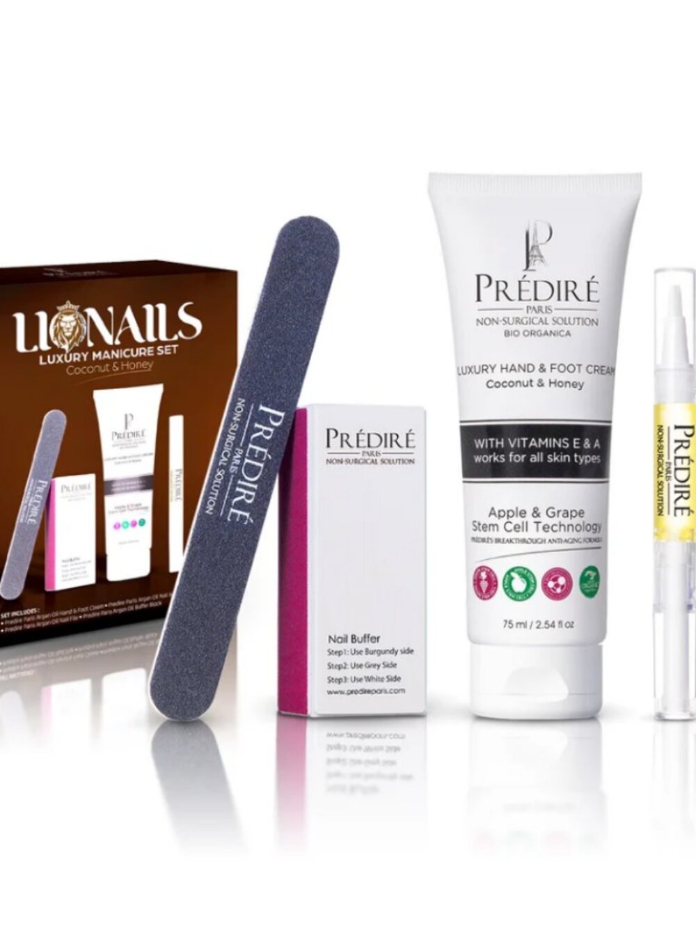NEW Predire Paris Lionails Luxury Manicure Set Coconut and Honey 4-Piece